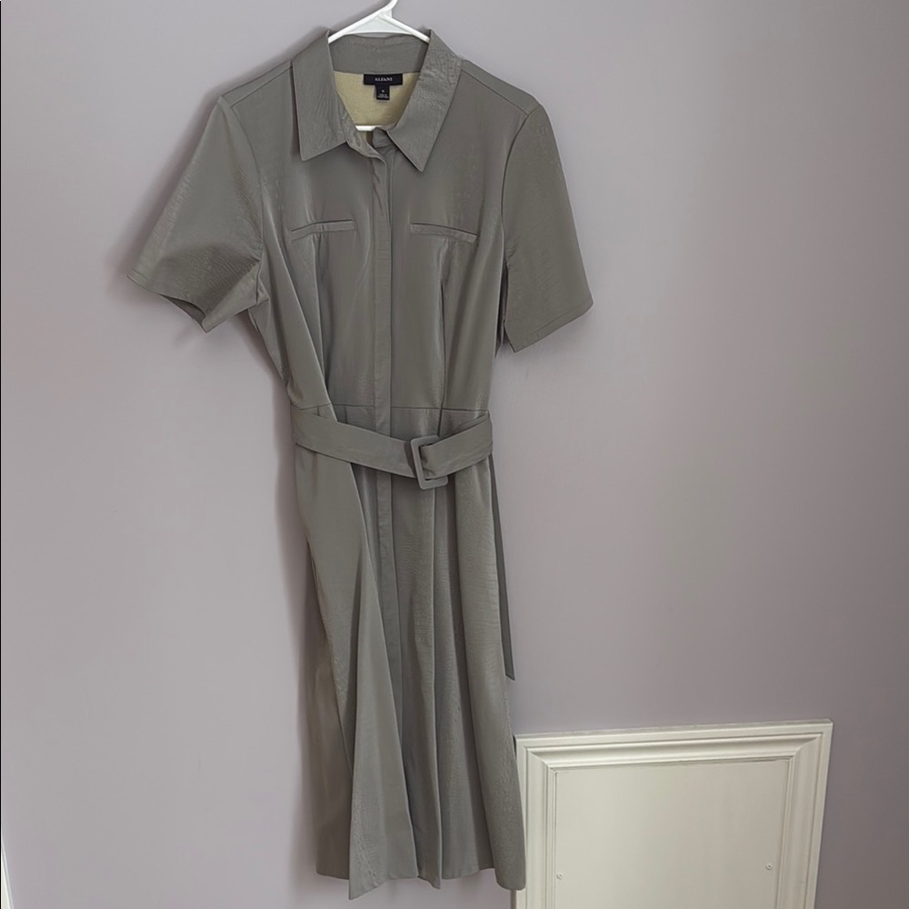 Alfani Embossed Faux-Leather Shirtdress - Picture 2 of 6